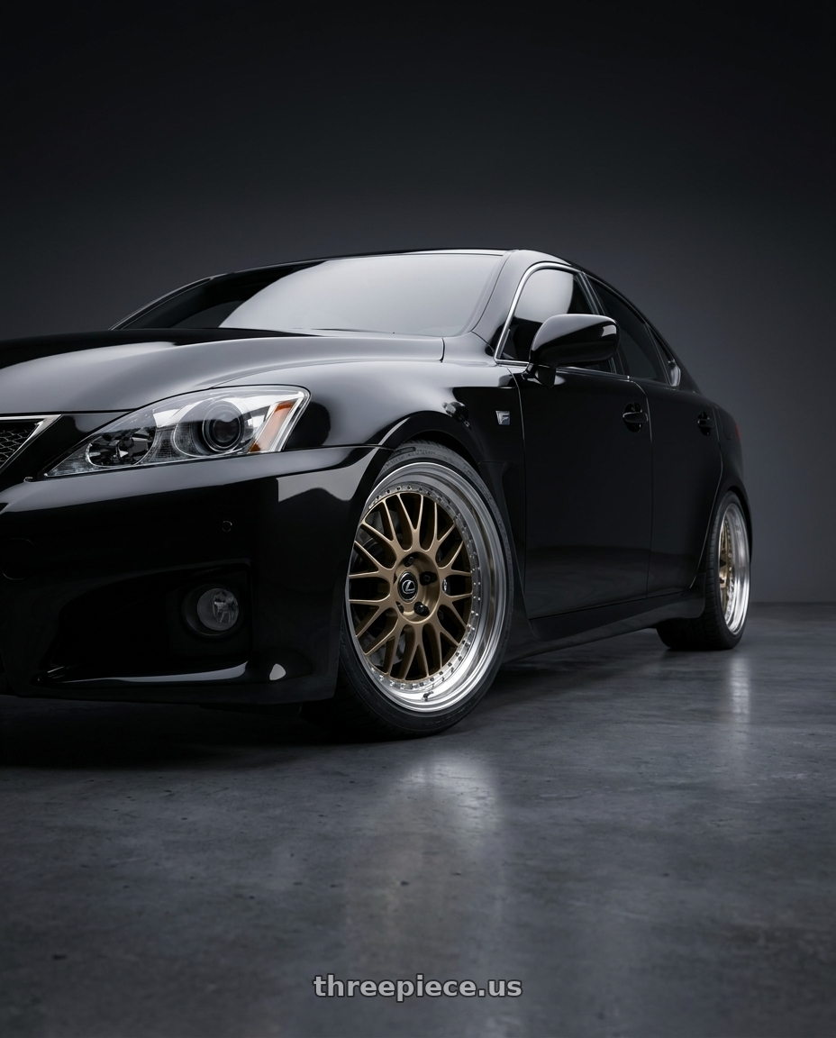 2011 Lexus ISF black  with Work Meister M1 3p 5x114.3 19x9+49 O Disk Titanium Gold wheels