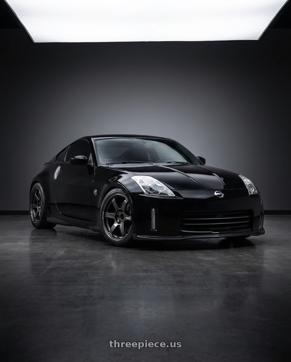 2006 Nissan 350Z super black with Volk Racing TE37 Saga S-Plus 5x114.3 18x10.5+15 Diamond Dark Gunmetal wheels