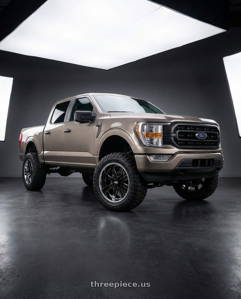2019 Ford F-150 with Moto Metal MO200 6X135 22X10 -18 GLOSS BLACK MILLED CENTER CHROME LIP wheels
