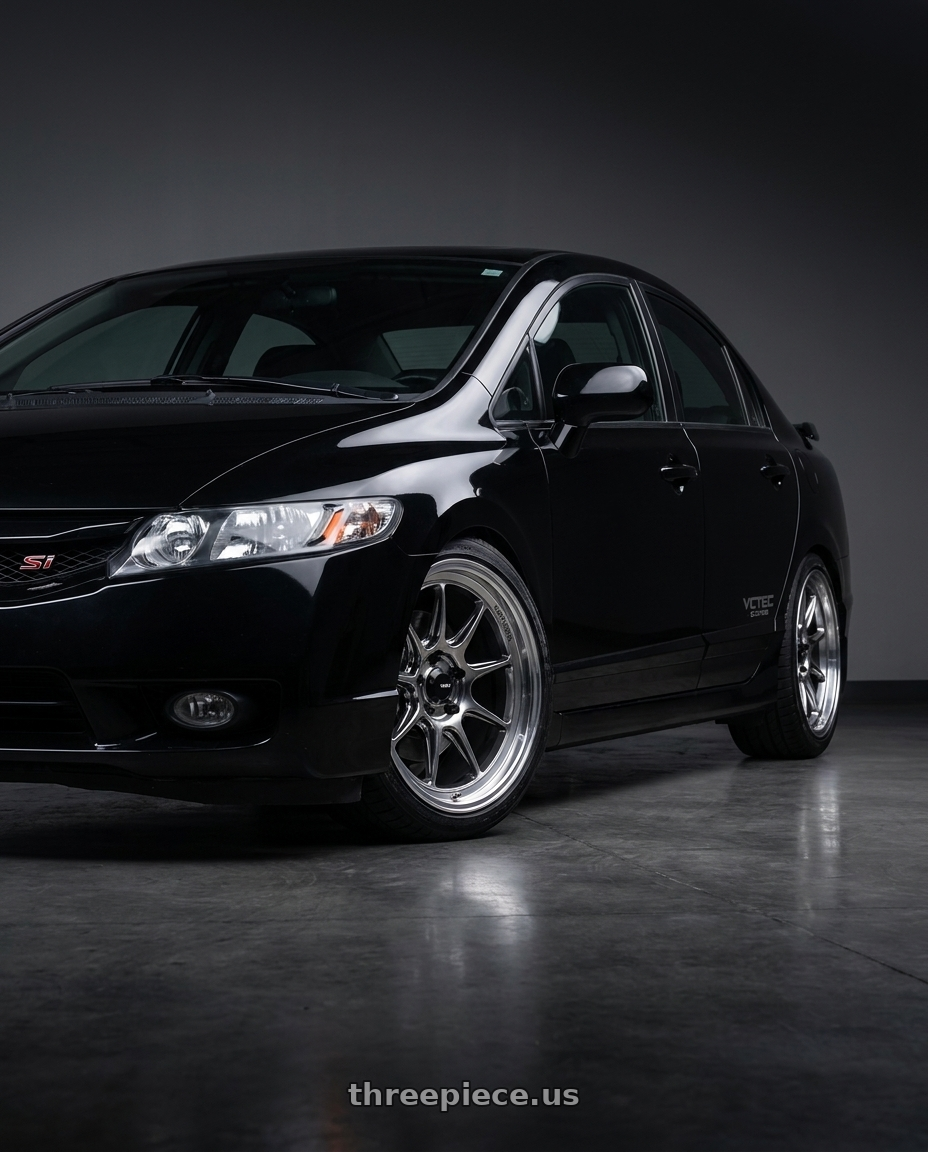 2010 honda civic si sedan with Konig Countergram 5x114.3 19x11+18 Hyper Chrome / Machined Lip wheels