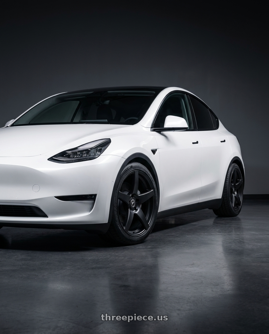 2024 Tesla Model Y with Forgestar CF5 5x114.3 20x9 +35 Satin Black wheels