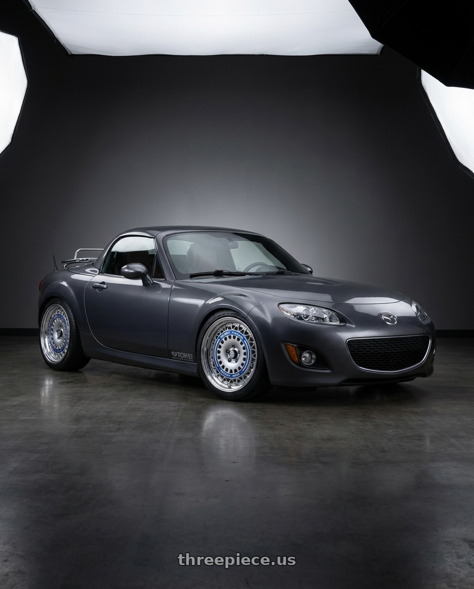 2014 Mazda mx5 Miata  with FORMULA AERO MESH 5x114.3 19X9.5+43 NR Disk Titan Silver wheels