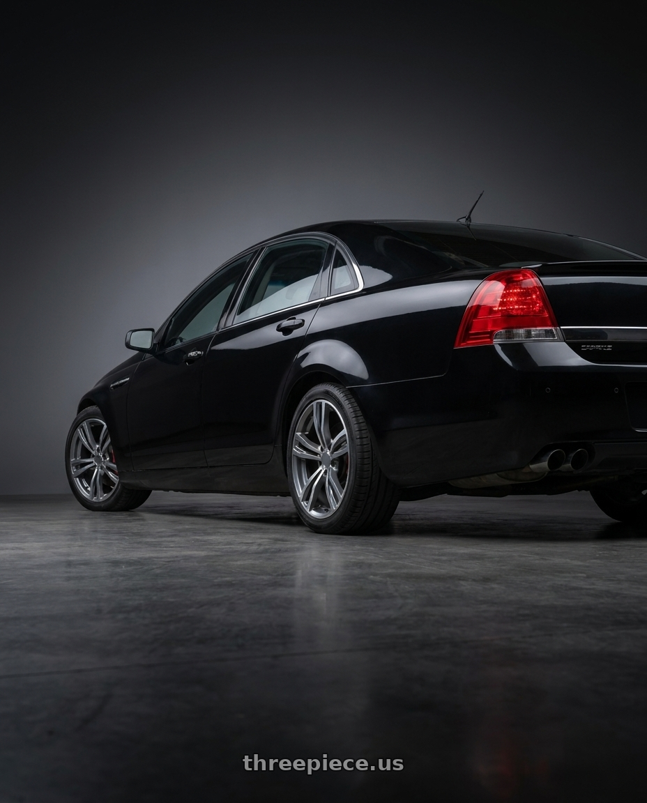 2011 chevy caprice with REPLICA WHEELS R5056 5x120 18x8+35 GREY / MACHINE wheels rear three quarter view square tires
