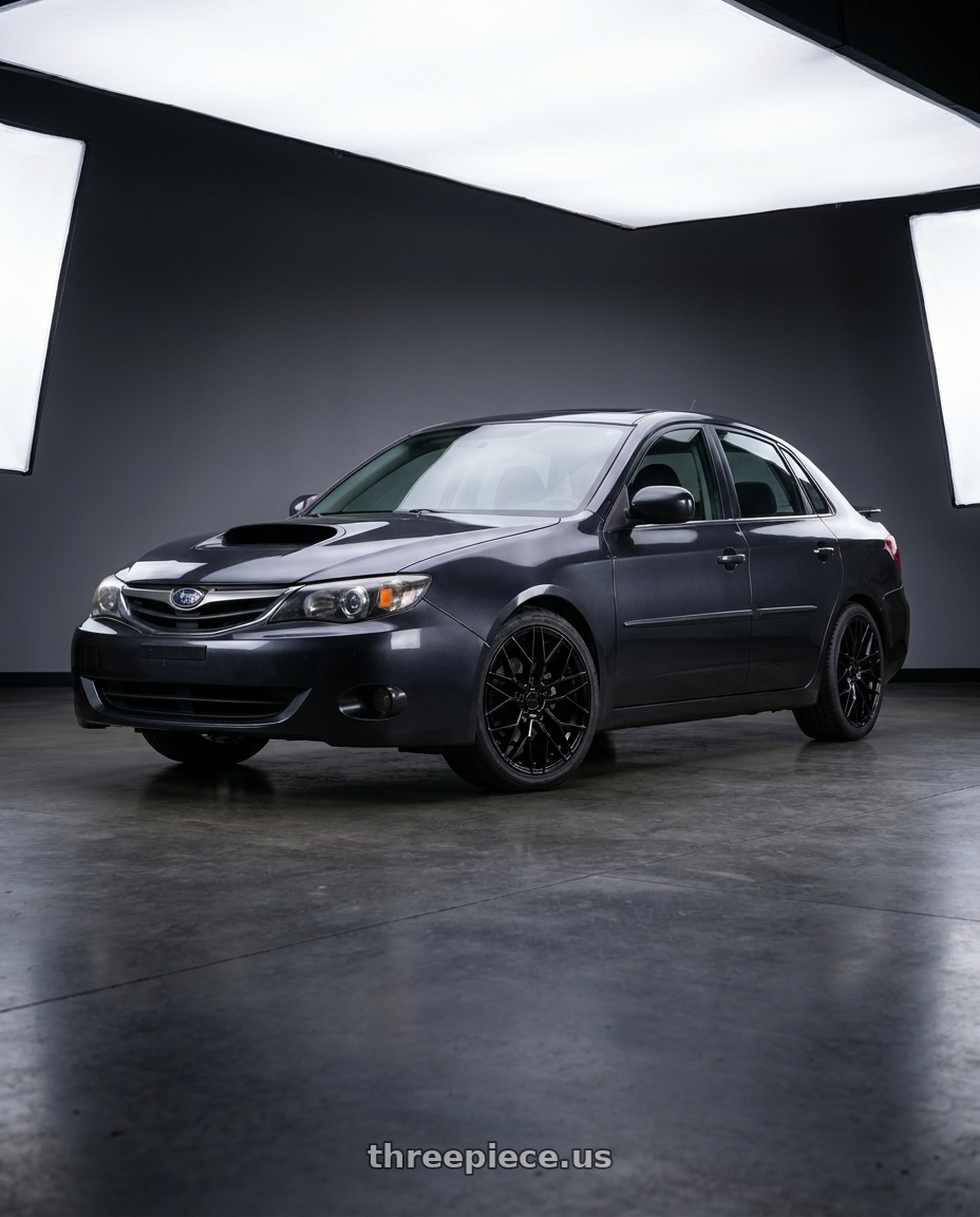 2009 Subaru Impreza 2 5 with KATANA RACING KR01 5x100 18x8 +40 Glossy Black wheels