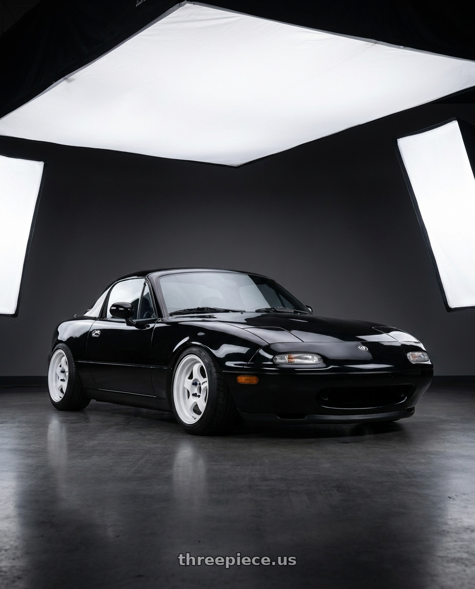 1995 Mazda miata with Work Meister S1 2P 4x100 15x9+12 O Disk Black wheels