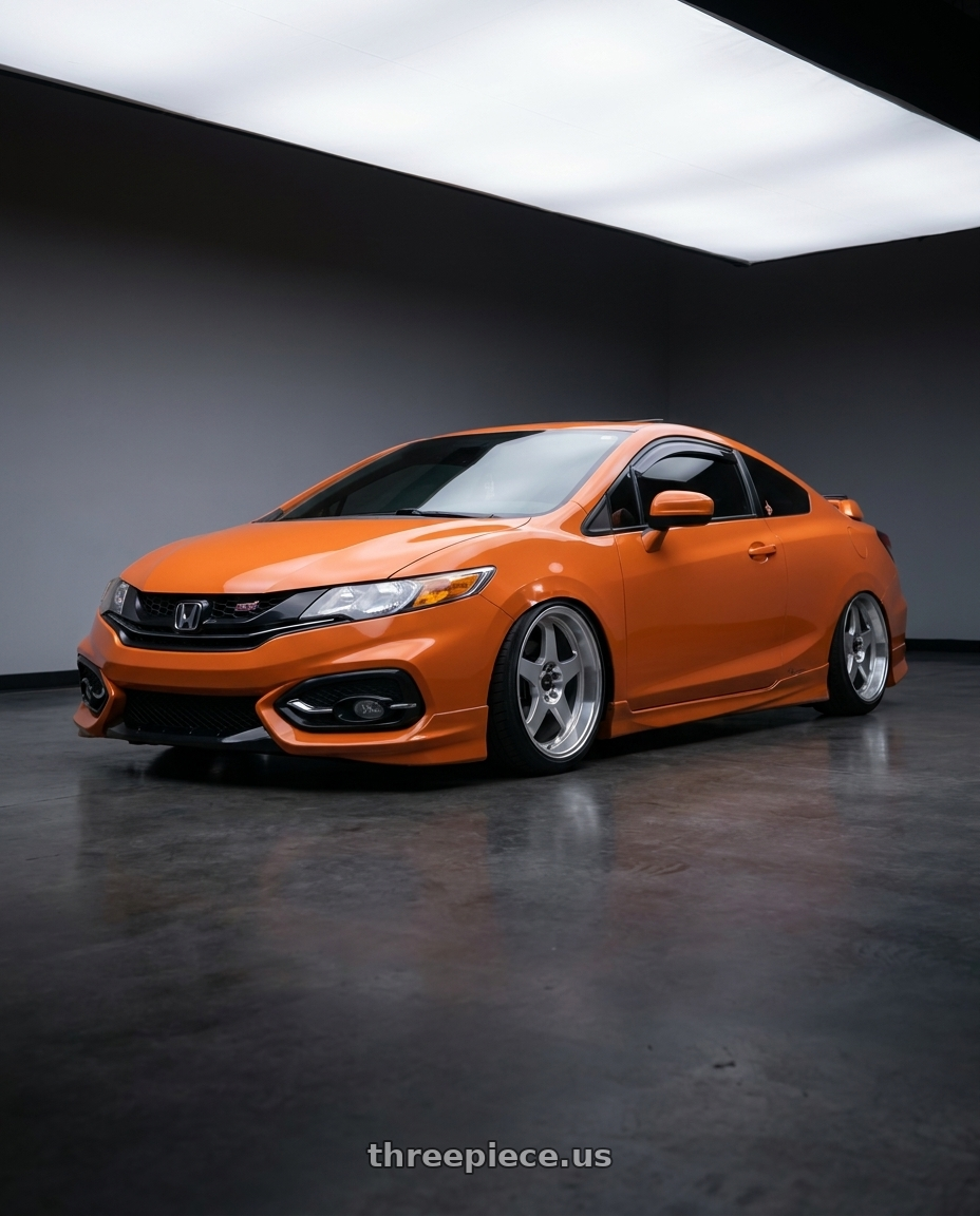 2015 honda civic with Vors SP1 4x100/4x114.3 17x8  +30 Silver Machine Face Lip wheels