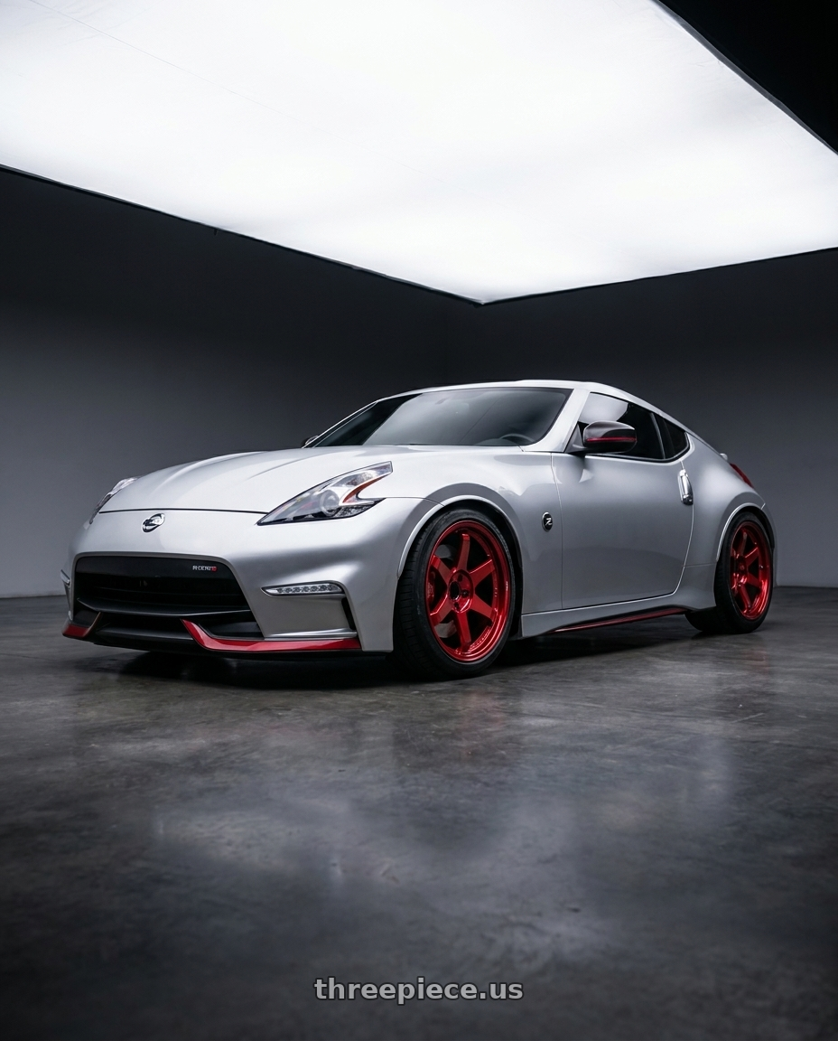 2018 Nissan 370Z NismoTech with Volk Racing TE37SL 5x120 19x9.5 +21 RED wheels