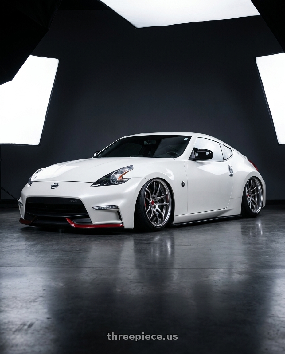 2018 Nissan 370z with Work Cr 2P 4x100 17x9.5 +18 GT Silver wheels