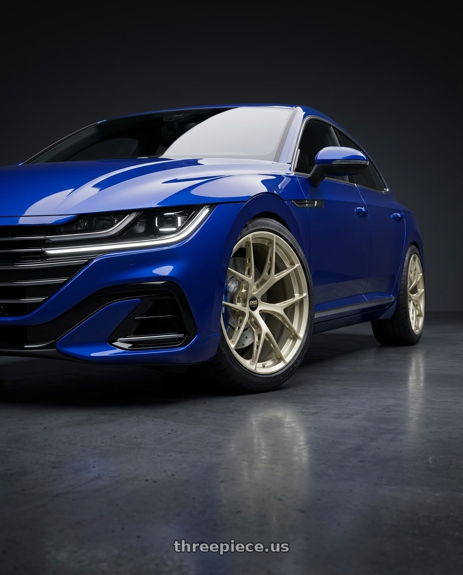 2023 vw Arteon shooting brake Lapiz Blue with BBS FI-R Evo 5x112 19x9.5+15 White Gold wheels