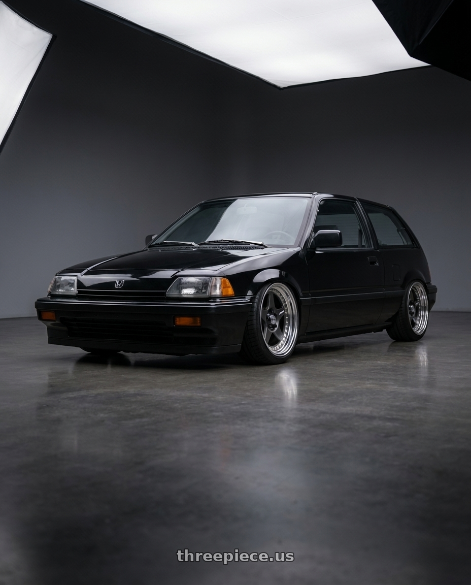 1987 Honda civic si hatch with Work Meister Cr01 4x100 15x8+35 A Disk Matte Gunmetal wheels