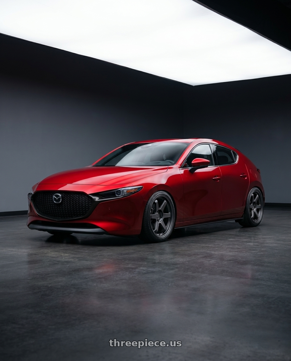 2024 Mazda 3 with 9six9 SIX-1 5x120 19X8.5 +35 Carbon Gray wheels
