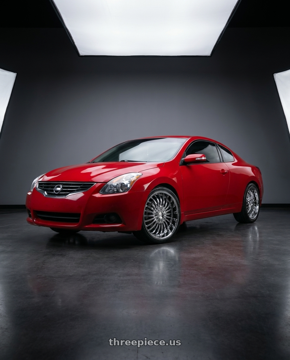 2010 Nissan Altima Coupe with Strada Spina 5x114.3/5x120 22x8.5 +40 Chrome wheels