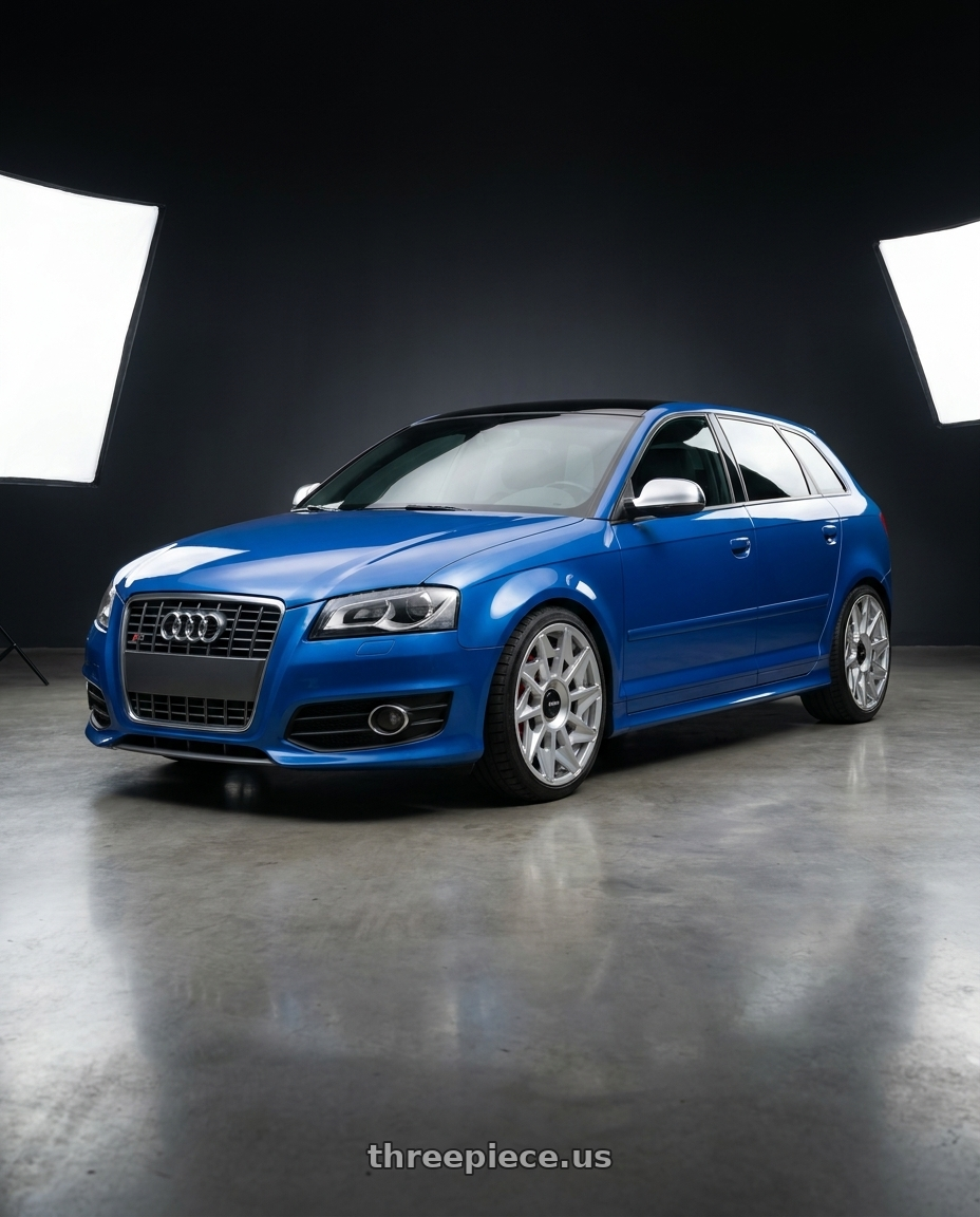 2011 Audi S3 with Rotiform 1PC R124 CVT 5X112 18X8.5 +45 GLOSS SILVER wheels