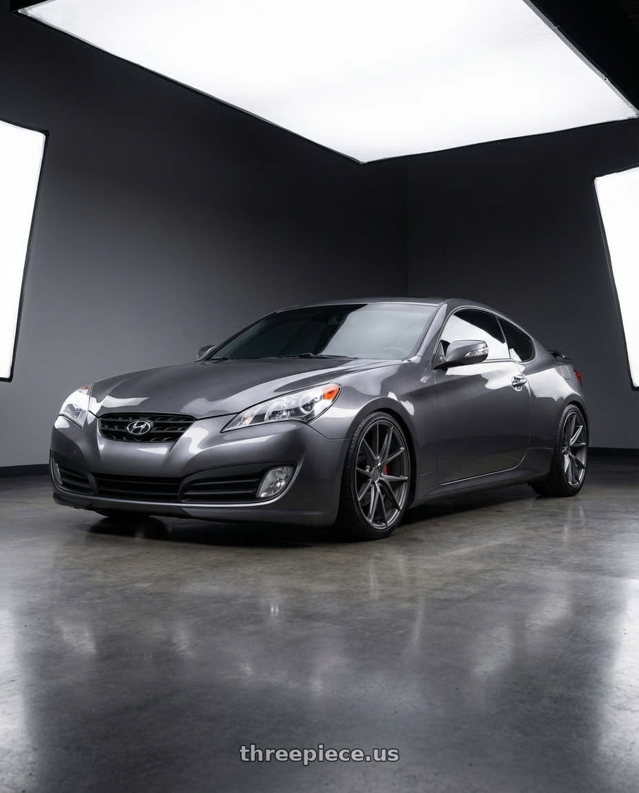 2014 Hyundai Genesis Coupe with Niche 1PC M116 MISANO 5X114.3 19X8.5 +45 MATTE GUN METAL wheels