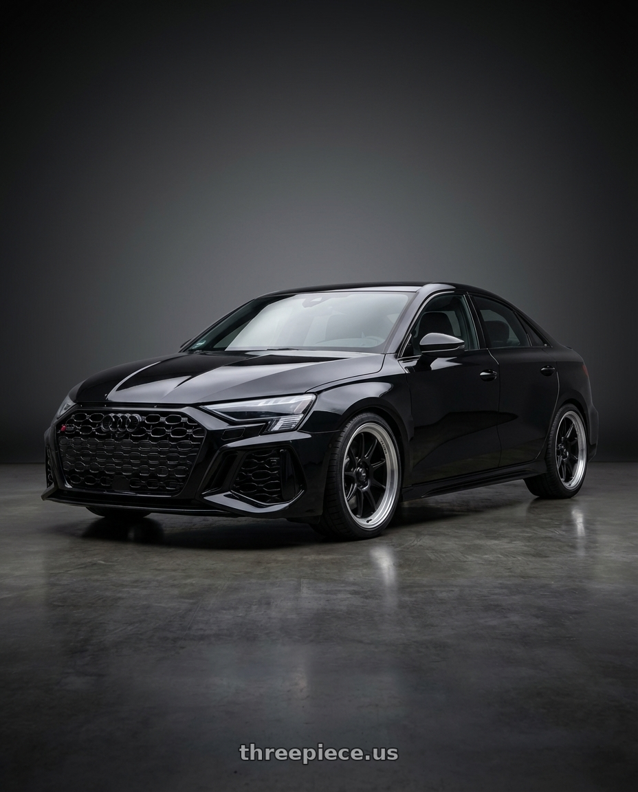 2022 Audi RS3 8Y with Konig Countergram 5x112 19x9.5+30 Matte Black / Matte Machined Lip wheels