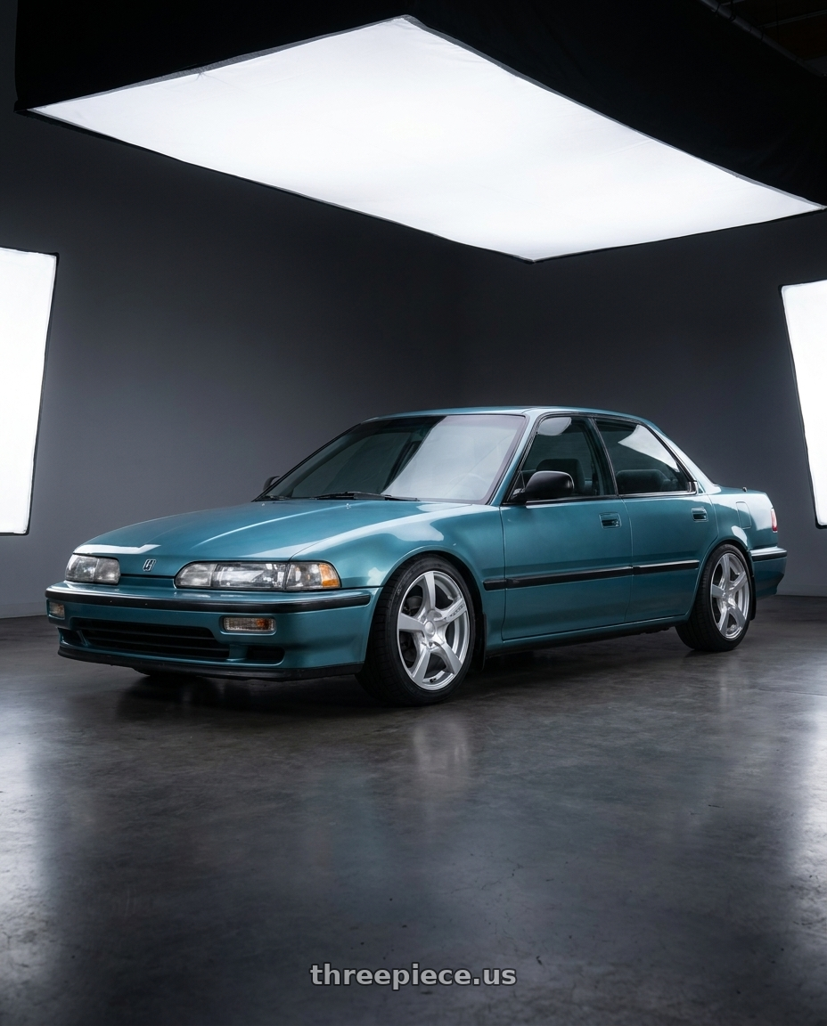 1990 Acura Integra with TOUREN TR9 3190 4x100/4x114.3 16x7 +42 GLOSS HYPER SILVER wheels