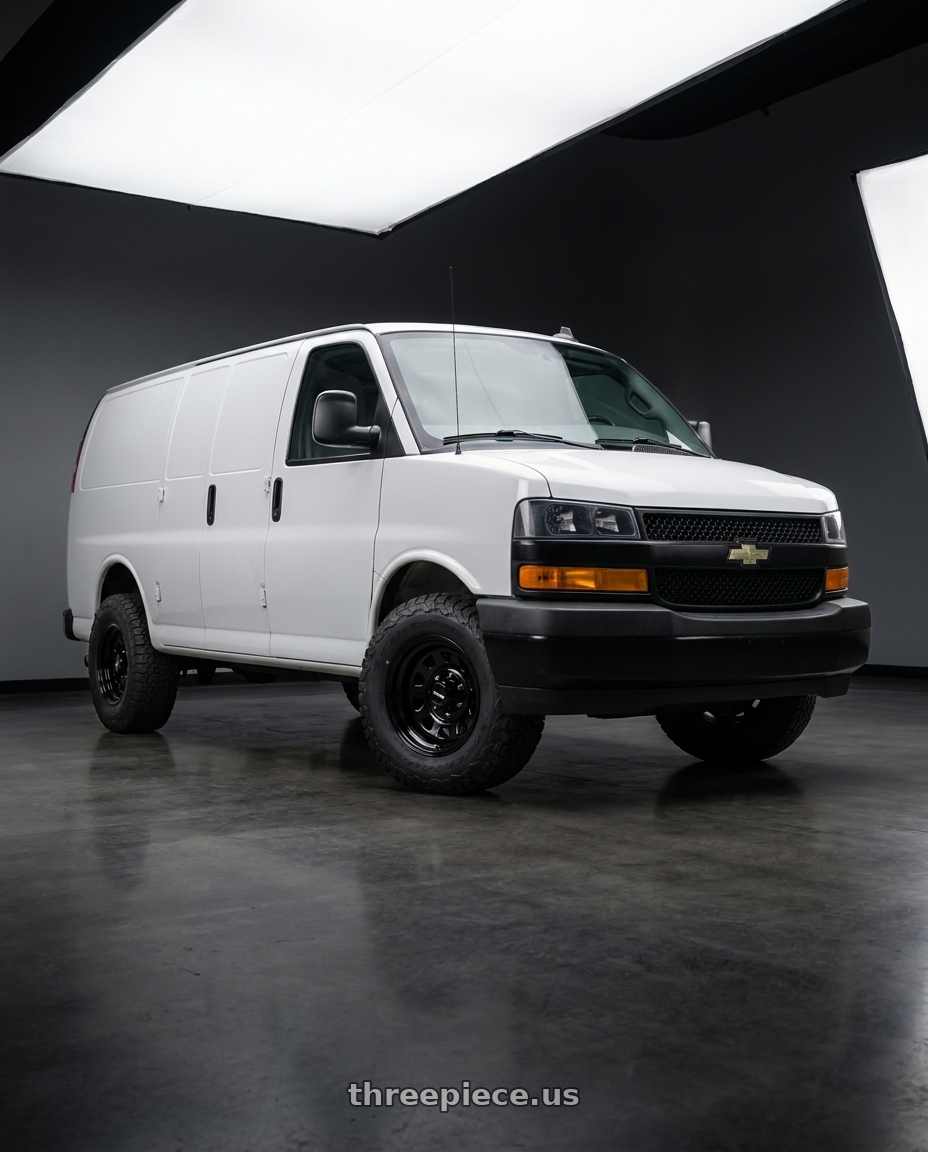 2022 Chevrolet extended express van with Vision HD 84H 8x165.1 17x9-12 Gloss Black wheels