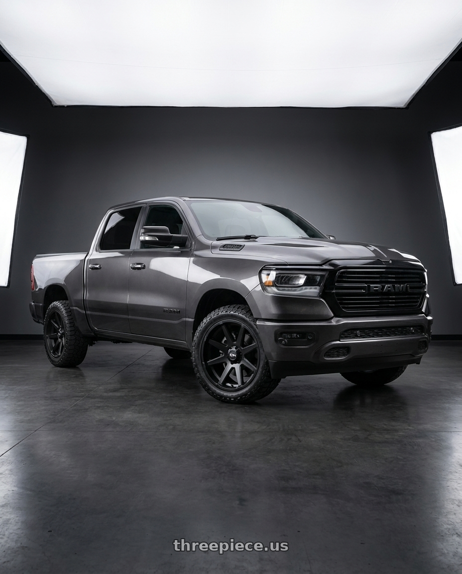 2021 Ram 1500 Laramie with Ion Type 143 6x139.7 20x9+0 Matte Black wheels