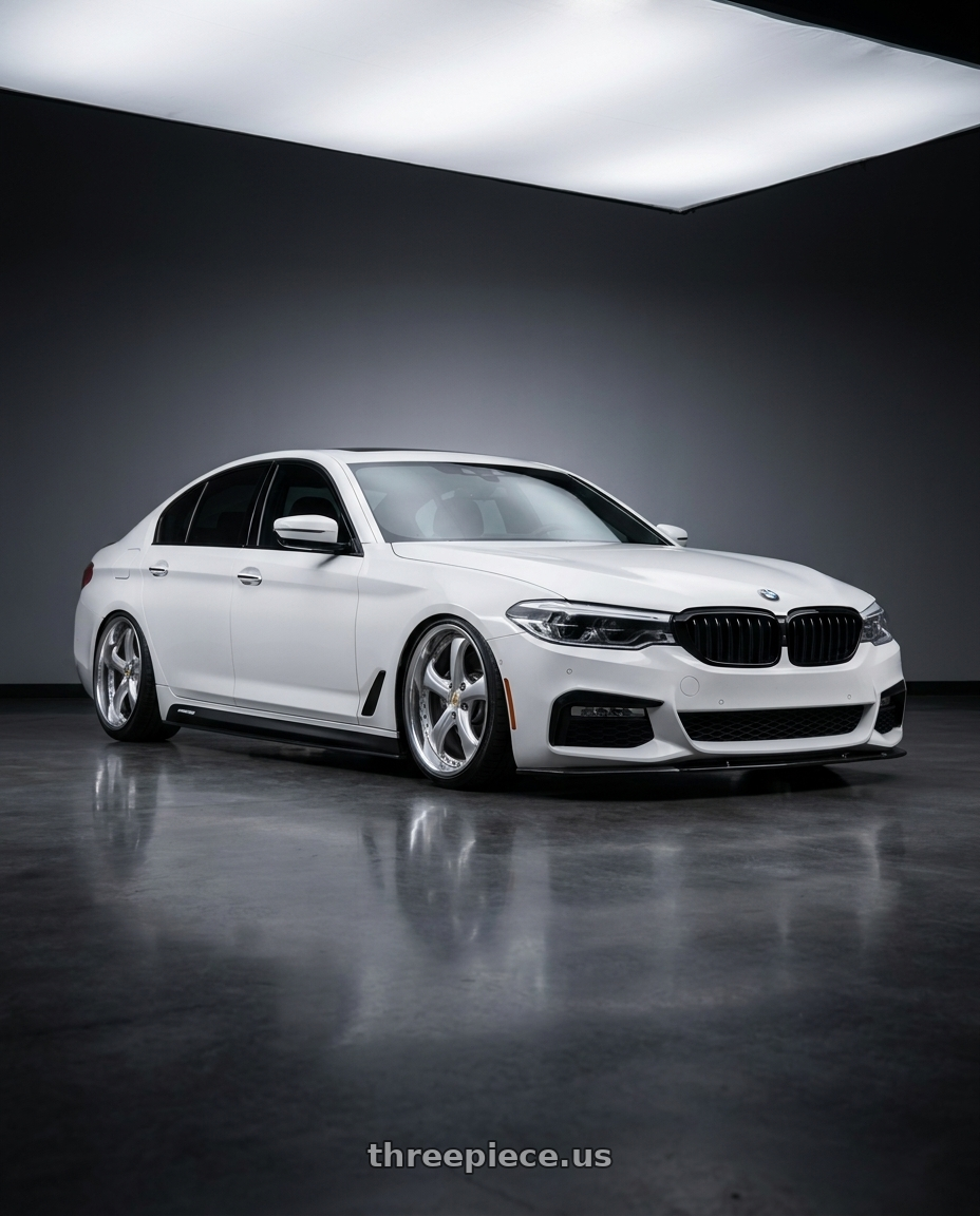 2019 bmw 540i alpine white with Work Wheels VS-KF 5X114.3 19x9+20 Light Grey Silver R Disk FULL REVERSE wheels