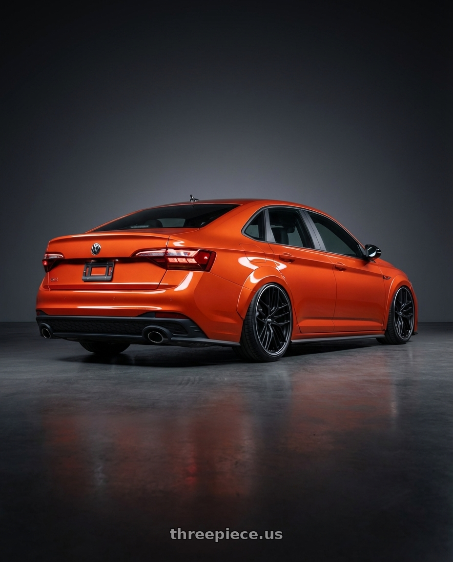 2023 Volkswagen Jetta GLI MK7 with BBS CC-R 5x112 19x8.5+30 Satin Black wheels rear three quarter view slight stretch tires