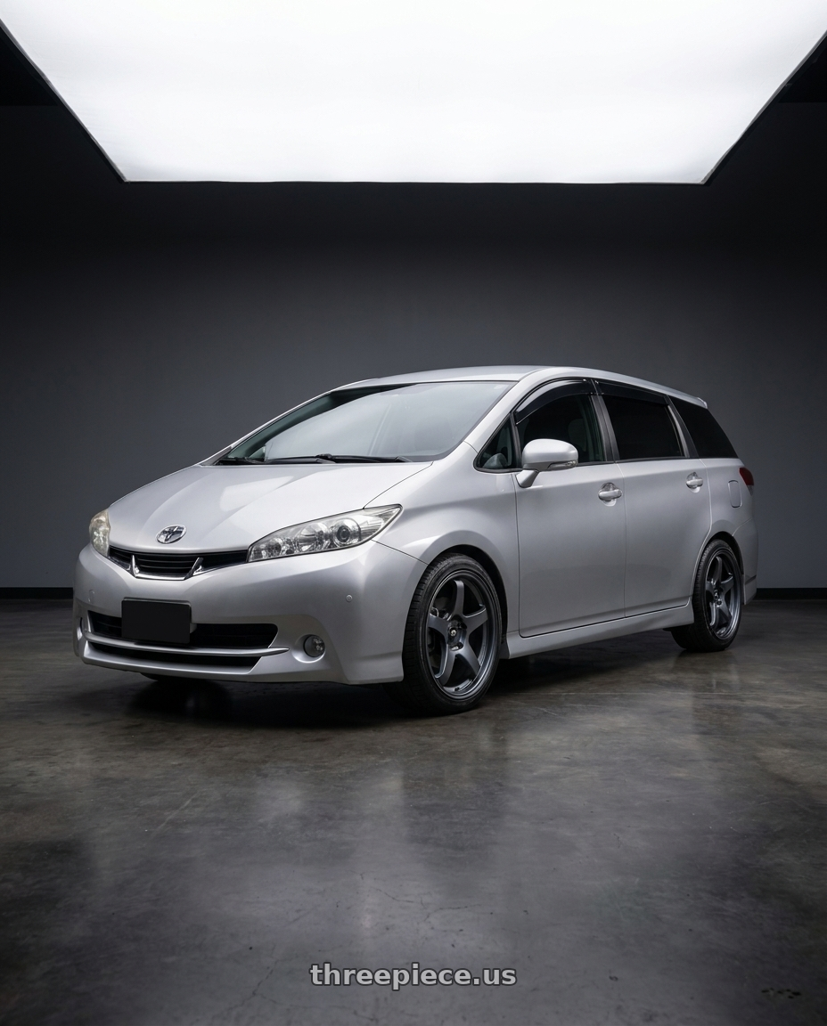 2010 Toyota wish with MST Wheels CR 5X114.3 18X8.5 +35 Matte Gunmetal wheels