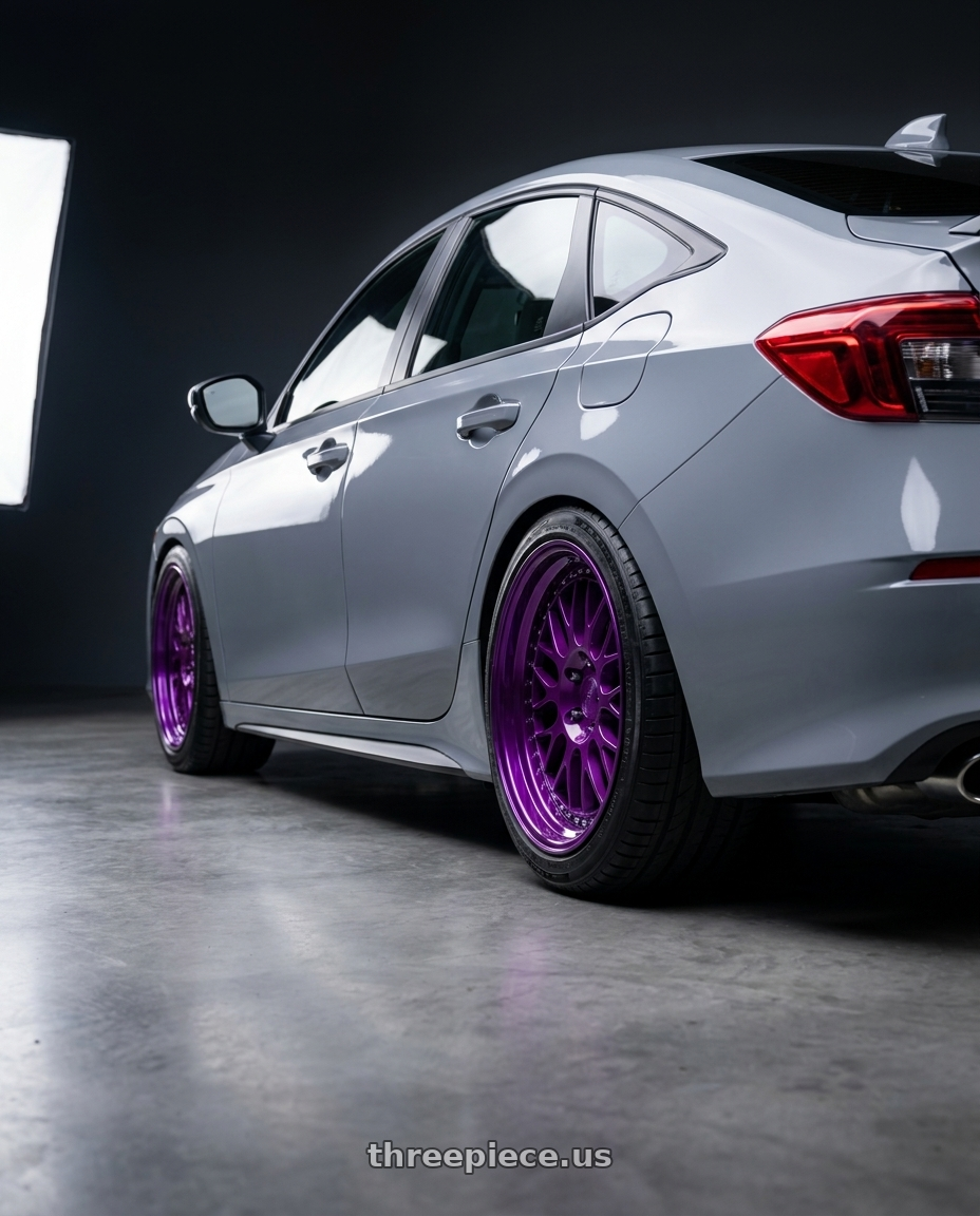 2025 Honda Civic with Threepieceus Hubcentric Rings wheels rear three quarter view square tires