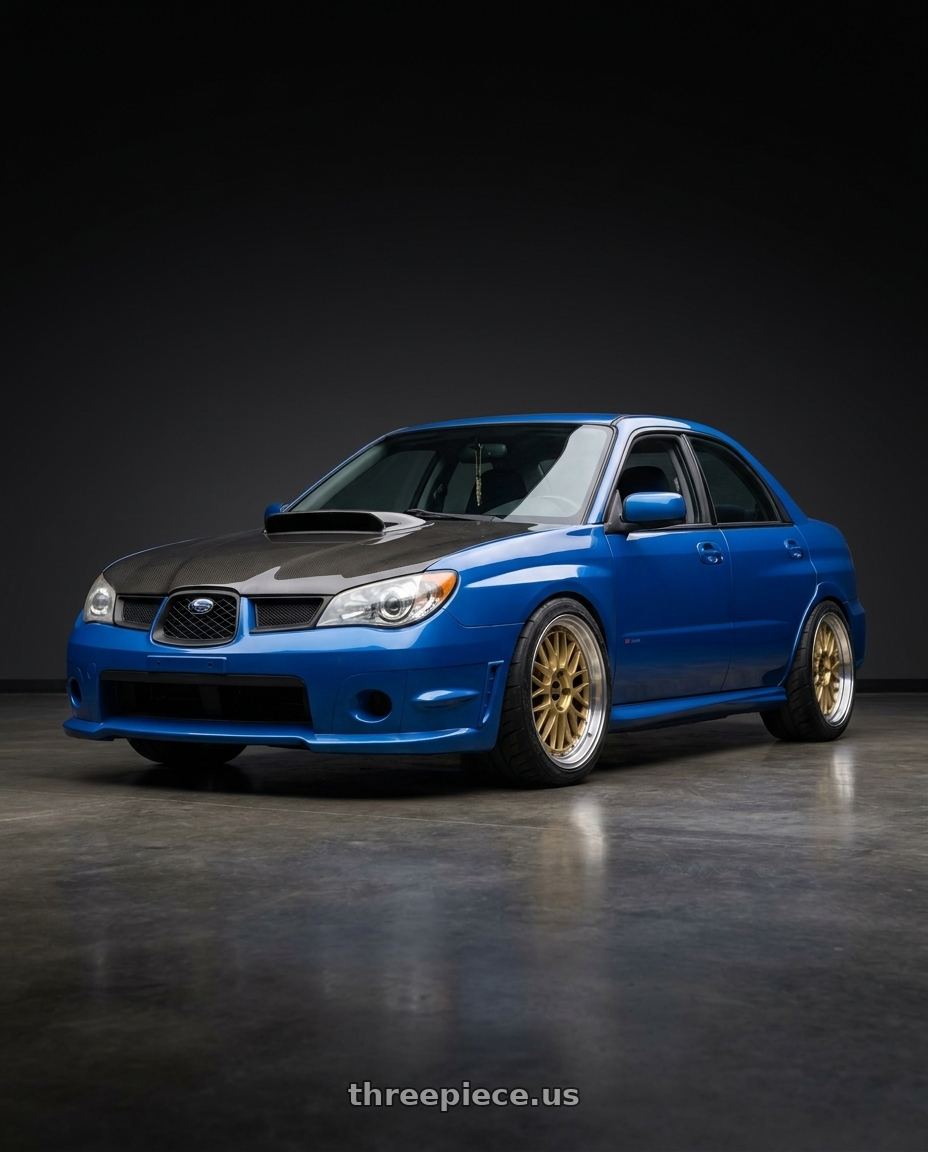 2007 Subaru wrx tr laguna with BBS LM 5x114.3 18x9.5 +38 Gold Center Diamond Cut Lip wheels