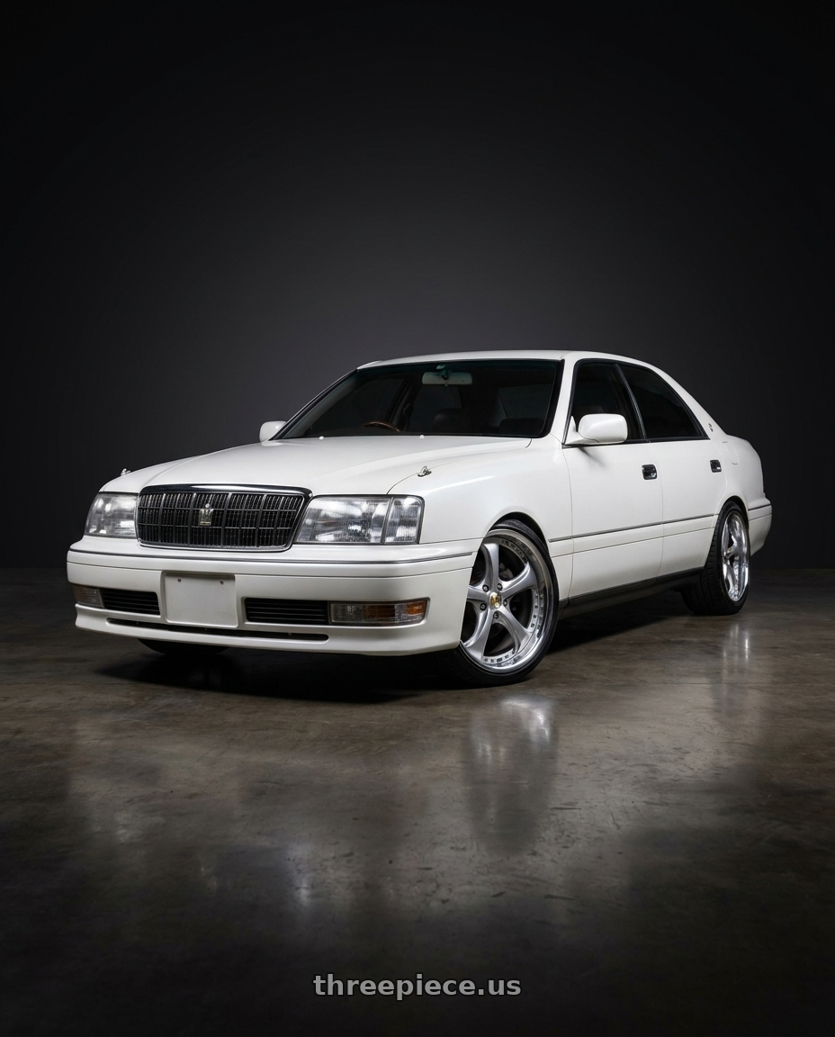 1997 Toyota crown with Work Wheels VS-KF 5x114.3 18x9.5-17 Light Grey Silver A Disk FULL REVERSE wheels