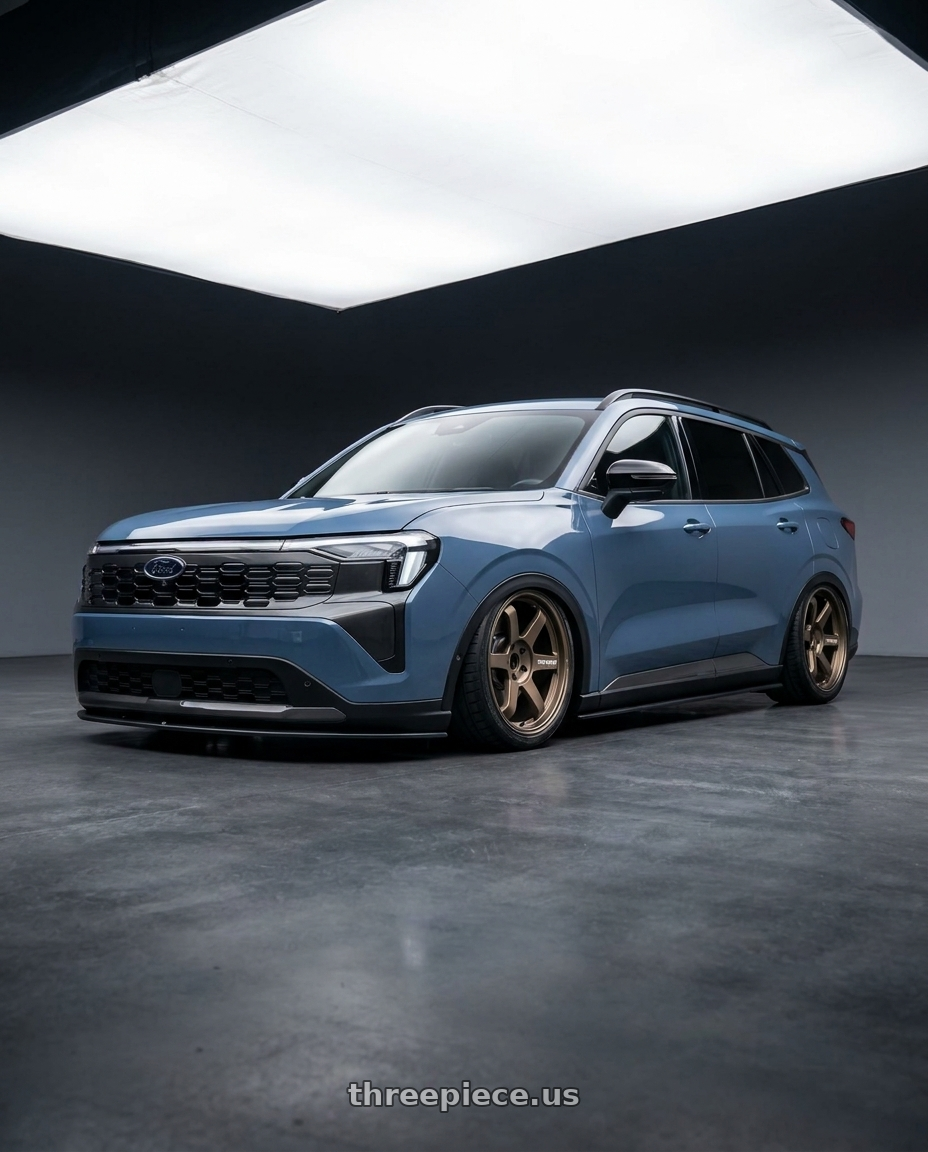 2026 ford territory,blue with Volk Racing TE37 Ultra M Spec 5x112 19x9.5+23 19x10.5+35 Bronze Almite Toyota Supra MK5 Spec wheels