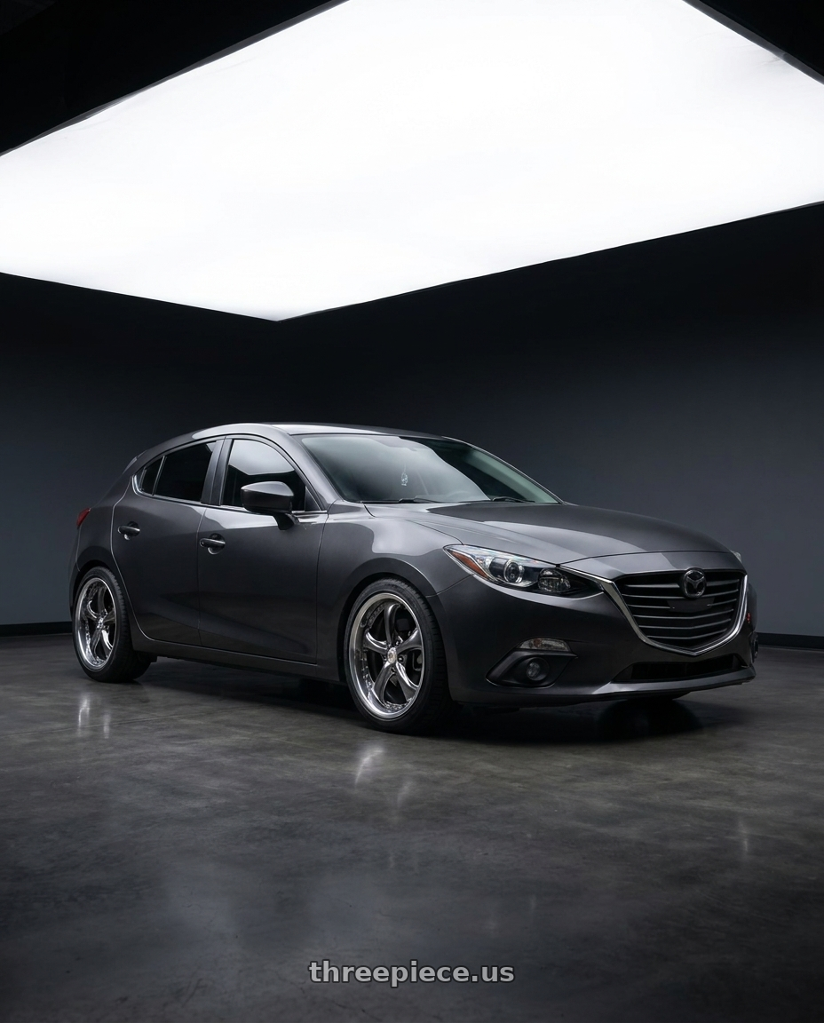 2016 mazda 3 with Work Wheels VS-KF 5x114.3 18x8.5+40 Brilliant Silver Black O Disk FULL REVERSE wheels