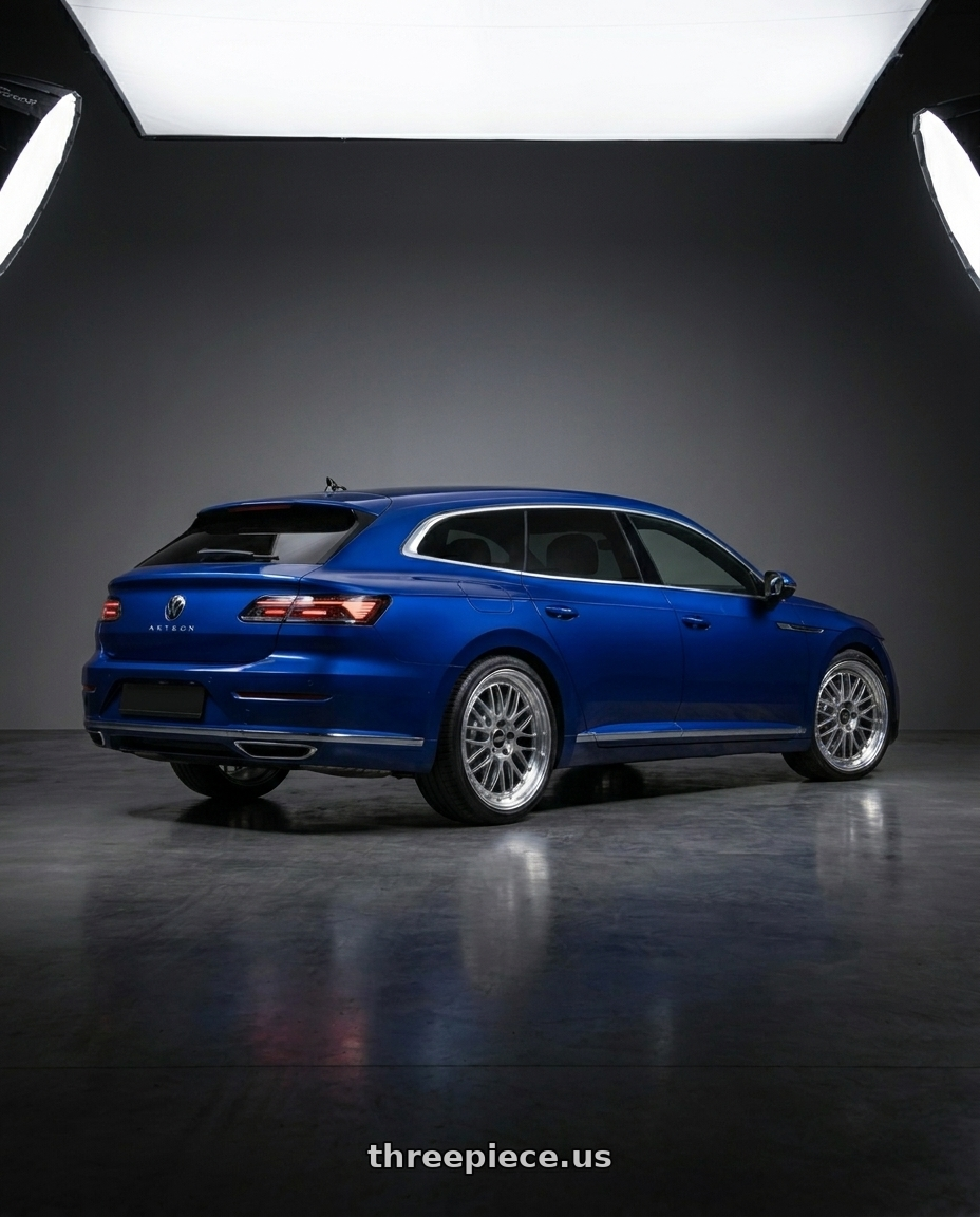 2023 VW ARTEON with Advan Racing RZ-DF2 5x112 19x9.5 +38 DIAMOND CUT & HYPER PLATINUM BLACK wheels rear three quarter view square tires