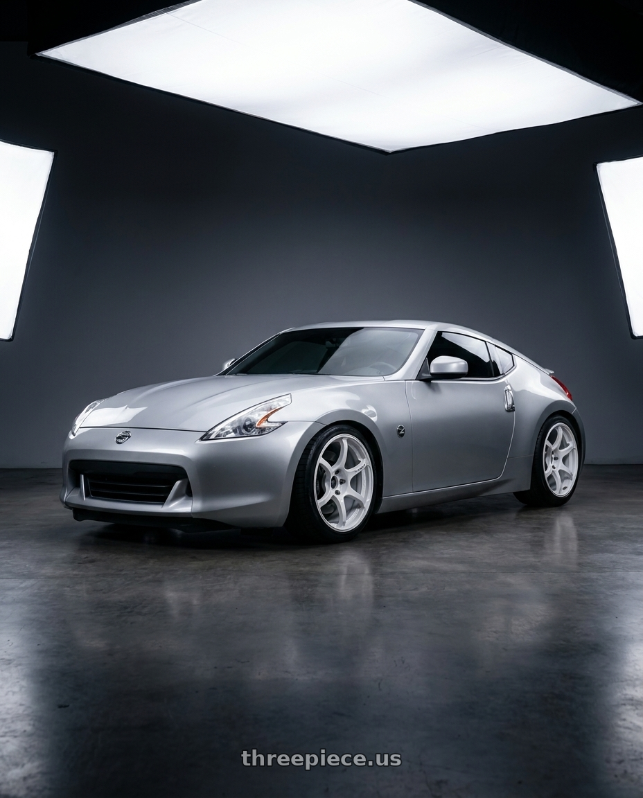 2009 Nissan 370z with Advan Racing RG-4 5x114.3 18x10.5 +15 RACING WHITE METALLIC & RING wheels