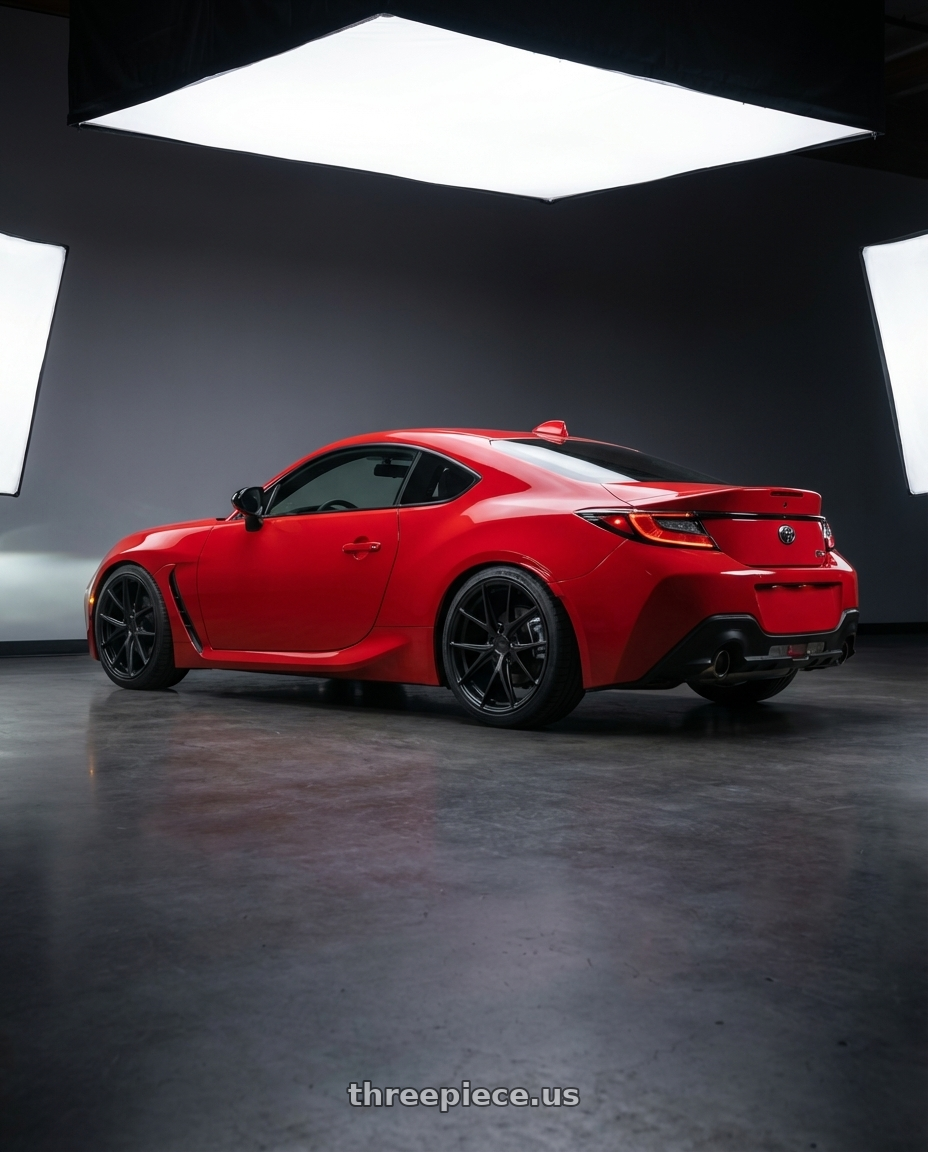 2024 Toyota GR86 with Niche 1PC M117 MISANO 5X114.3 18X8 +40 MATTE BLACK wheels rear three quarter view square tires