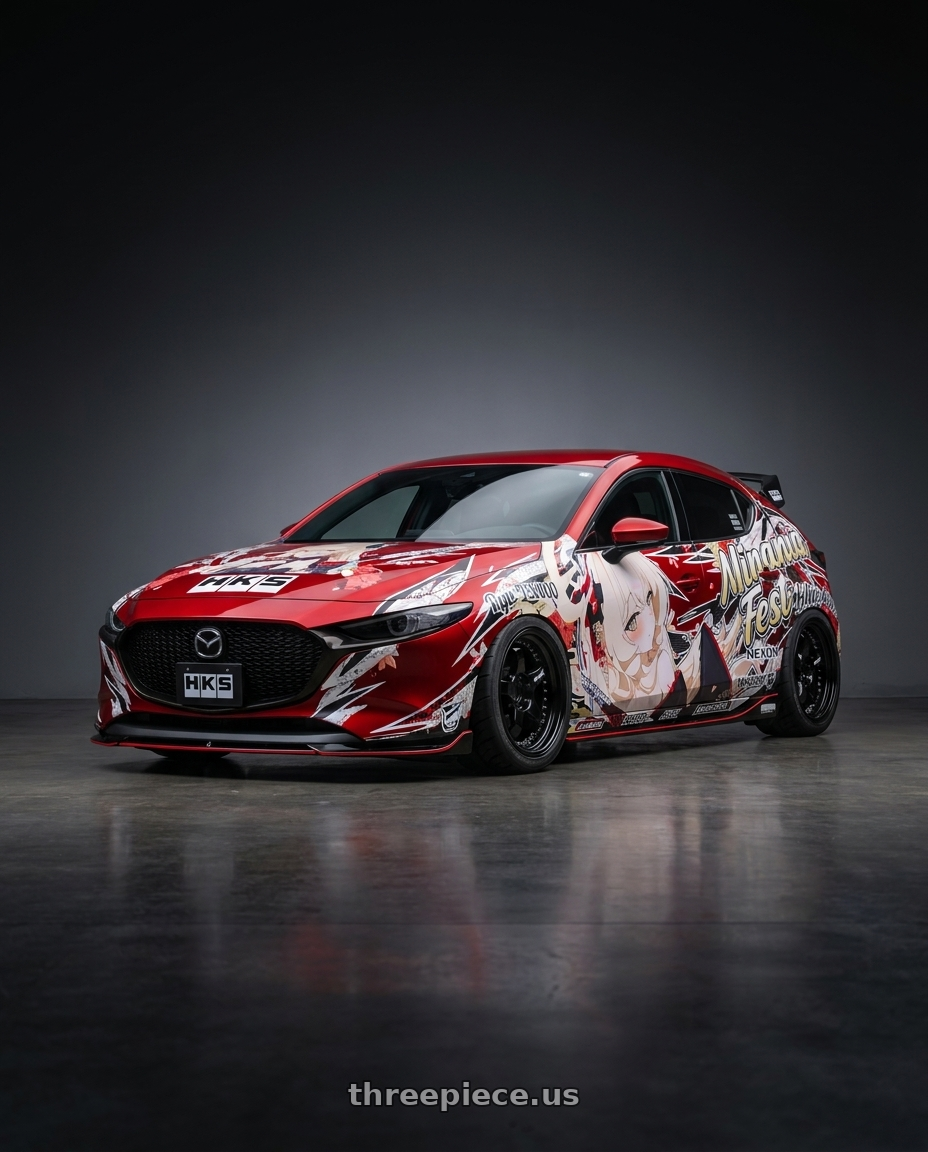 2026 mazda 3 with Work Meister S1 3P 5x100 18x7.5+54 A Disk Black wheels