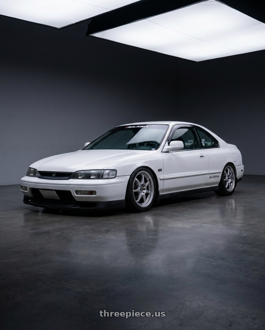 1995 Honda Accord Coupe with Enkei RPF1 4x114.3 16x7+43 Silver wheels