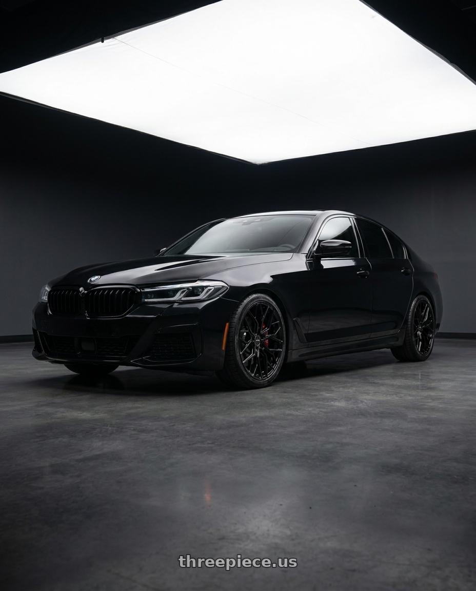 2020 BMW m550i with F1R FS3 5x112 19x8.5 +35 Gloss Black wheels