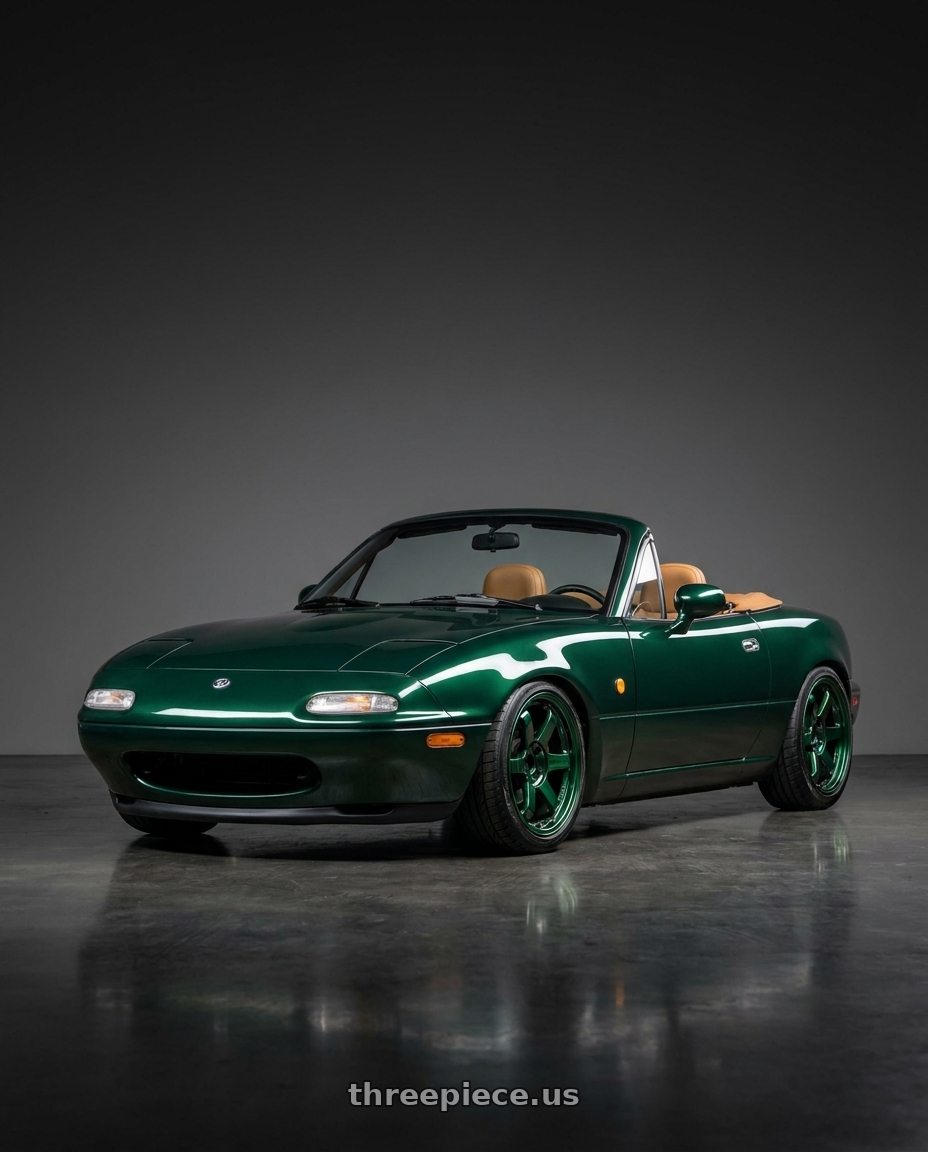 1993 Mazda Miata with Volk Racing TE37SL 5x120 19x10.5 +22 RACING GREEN wheels
