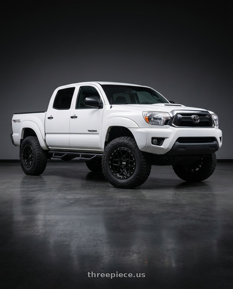 2012 Toyota Tacoma double cab with Scale 4X4 S02 6x139.7 17x8.5 -10 Glossy Black wheels