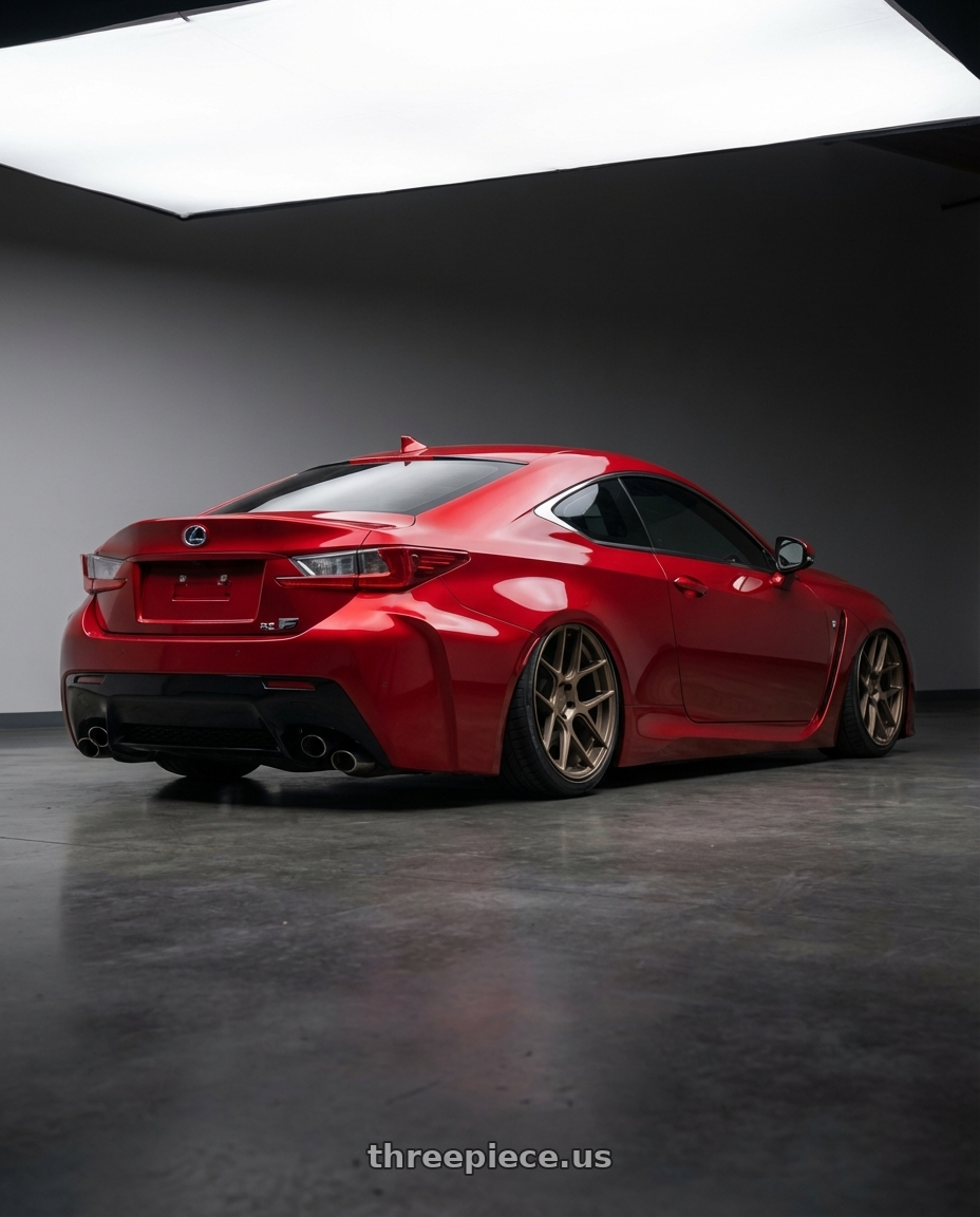 2018 Lexus RC F with Aodhan AFF2 5x114.3 19x9.5+35 Matte Bronze wheels rear three quarter view slight stretch tires