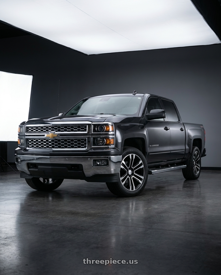 2014 Chevrolet silverado 1500 with REPLICA 328 6X139.7 24x10 +25 BLACK MACHINED wheels