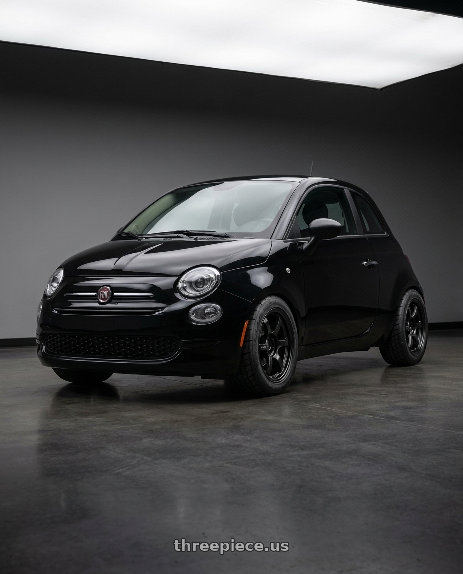 2018 Fiat 500 Pop, black with Gram Lights 57DR 4x100 15x8.0+28 Semi Gloss Black wheels