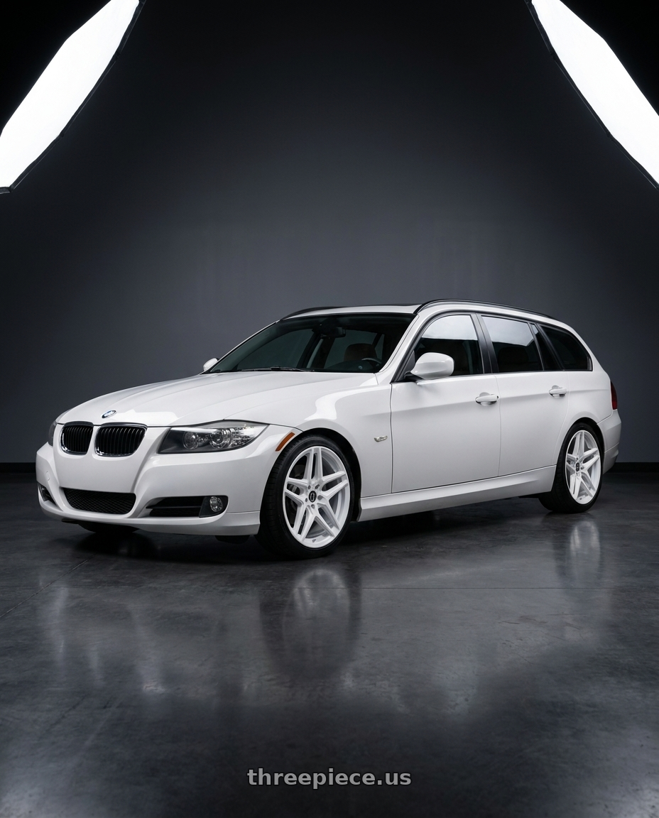 2011 bmw 328i Sportwagon with Heritage Wheel EBISU MonoC 5x120 18x8.5+35 White wheels