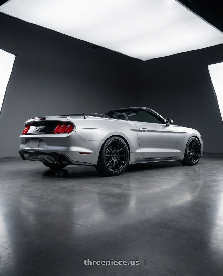 2018 ford mustang with ADV.1 ADV5.0 5x114.3 19x10 +40 Satin Black wheels rear three quarter view slight stretch tires