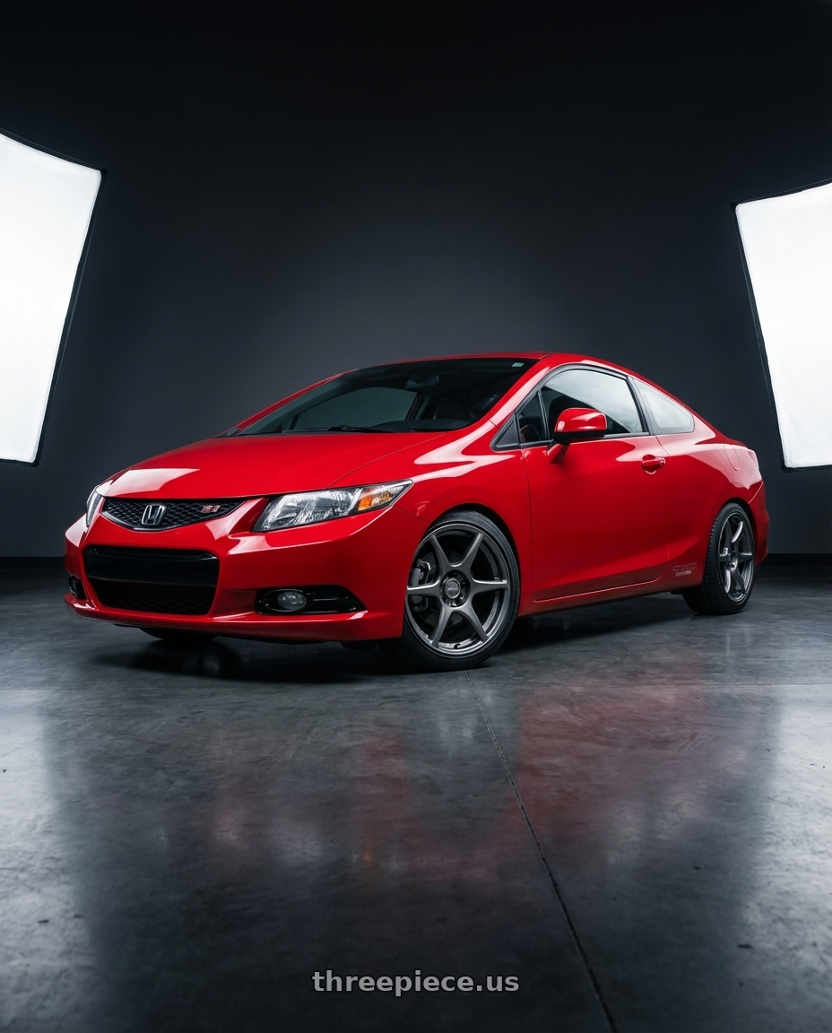 2015 Honda Civic Si with Kansei K11G Tandem 5x114.3 17x9.5 12 Gunmetal wheels front three quarter view lowered stance