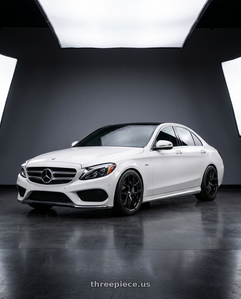 2016 Benz c300 white with BBS FI-R Evo 5x112 19x9.5+15 Satin Black wheels