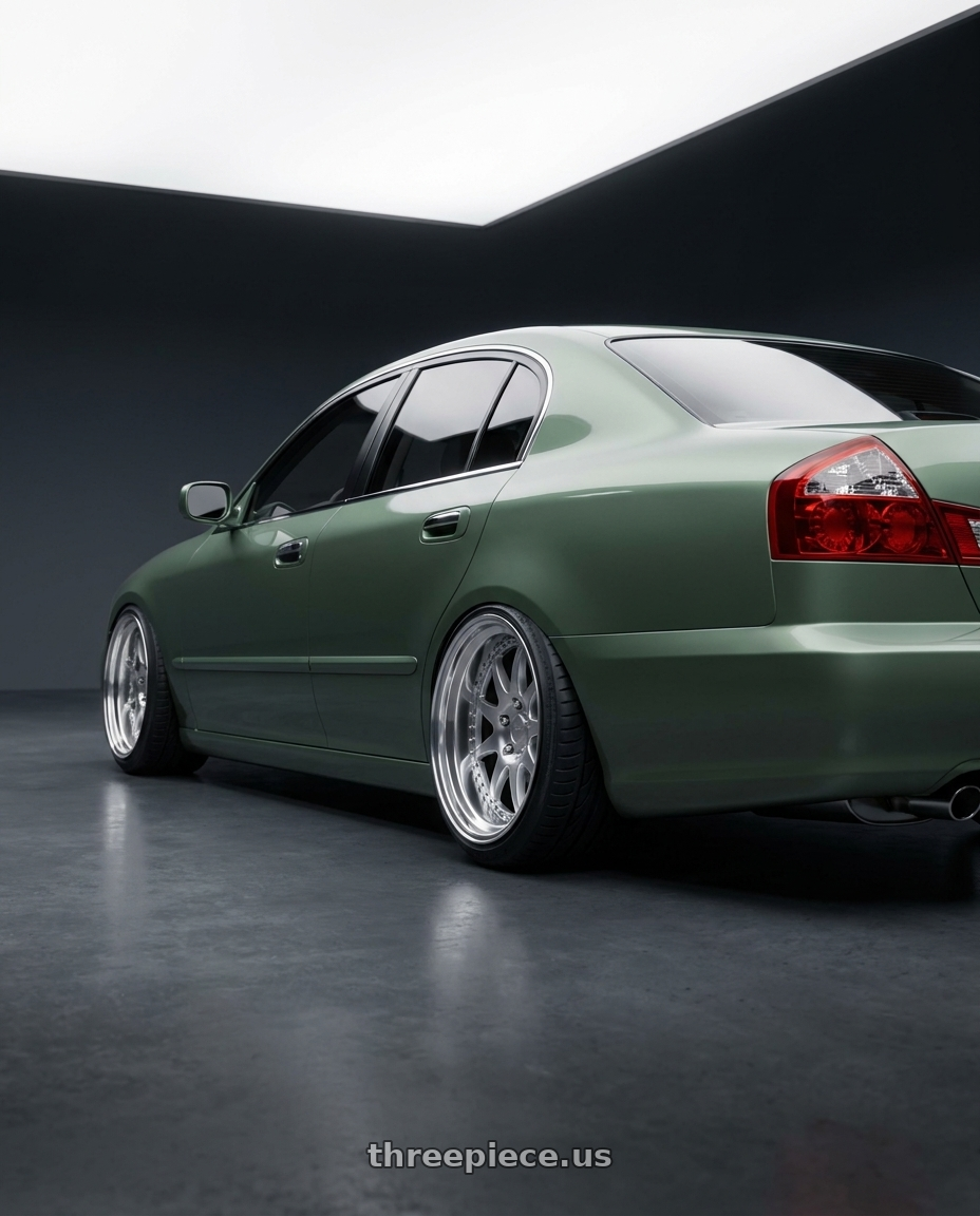 2004 Infiniti Q45 with Heritage Wheel FORMULA wheels rear three quarter view extreme stretch tires