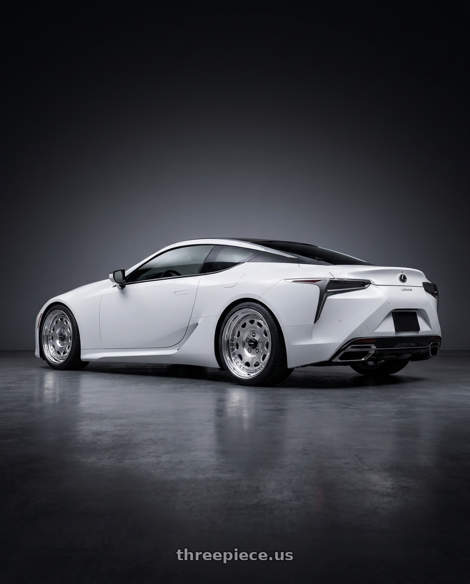 2018 lexus lc500 with Work Crag Galvatre 3P wheels rear three quarter view square tires