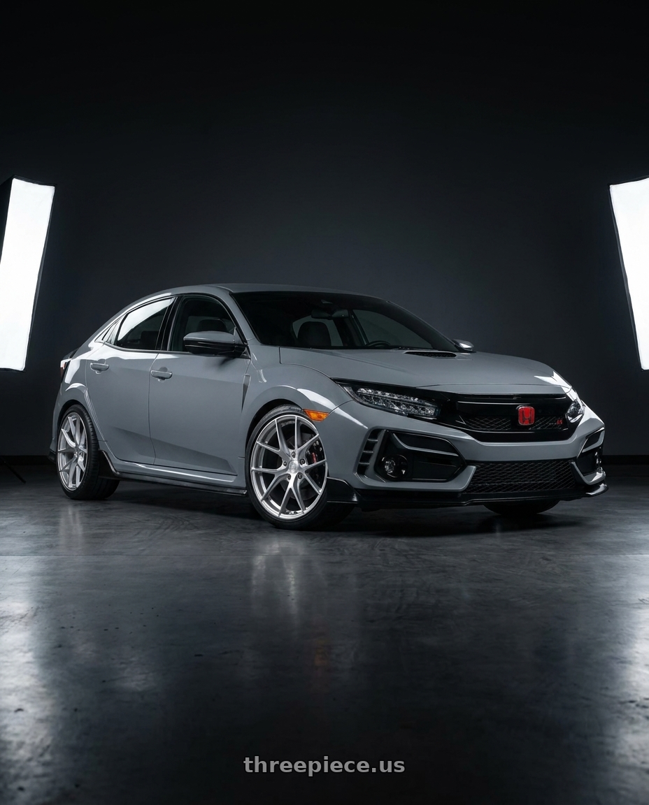 2021 Honda Civic Type R with Aodhan AFF7 5x120 18x9.5+35 Gloss Silver Machined Face wheels