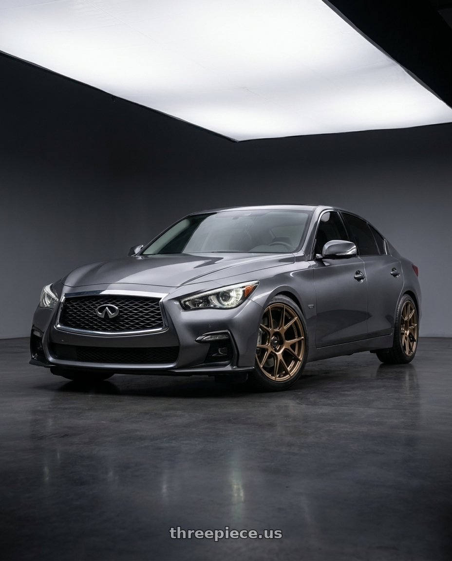2021 Infiniti Q50 Red Sport with Konig Ampliform 5x114.3 19x9.5+25 Gloss Bronze wheels