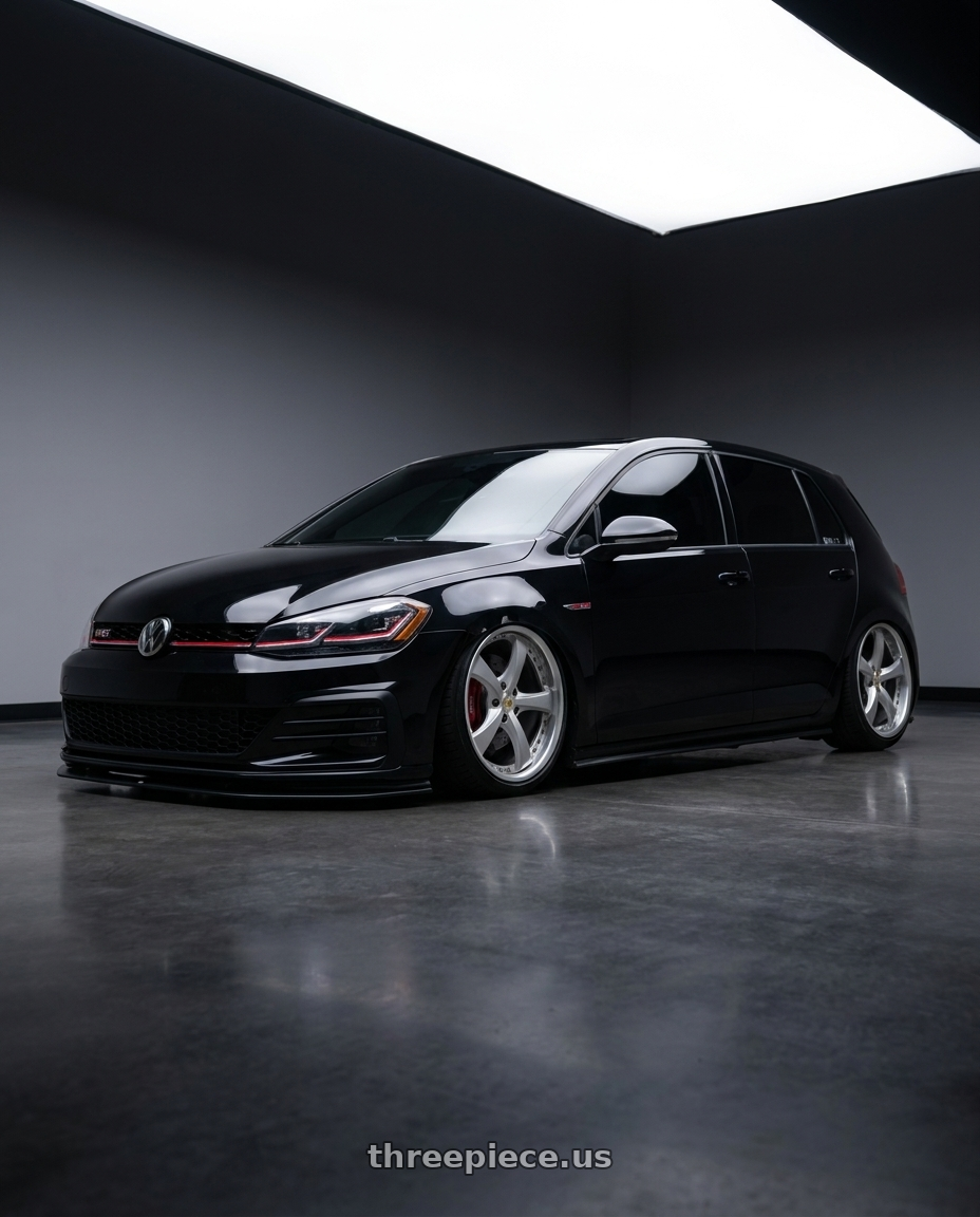 2018 VW GTI with Work Wheels VS-KF 5x100 18x8.5+34 Light Grey Silver A Disk FULL REVERSE wheels